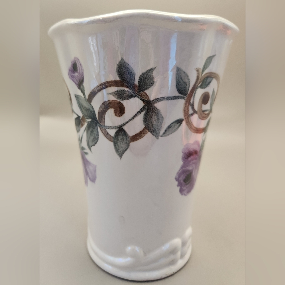 Vintage Bloom-Rite Vase W/Floral Design 2000 6.5"tall